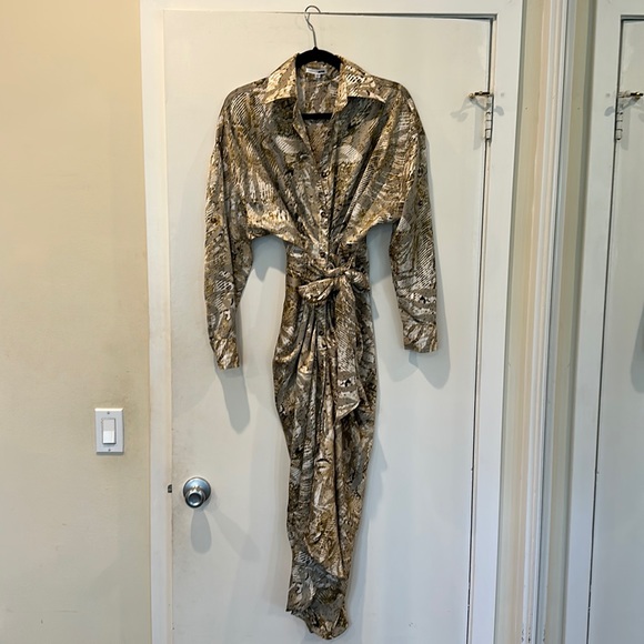 Fashion Nova Dresses & Skirts - Satin Finish MIDI Shirt Dress ,Long Sleeve, Button Front, 100% Polyester